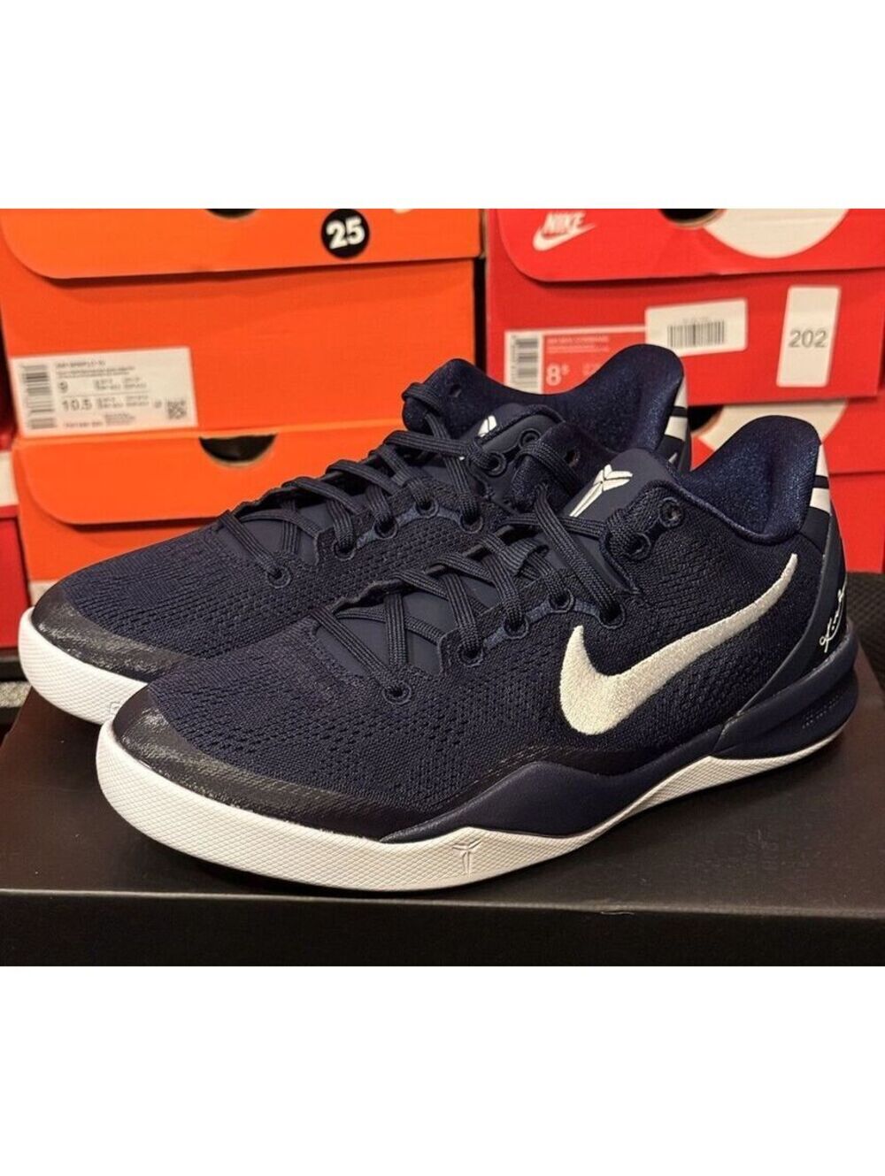 Nike Kobe 8 VIII GS Navy White 5Y Womens 6.5 FN0266-400 (074)